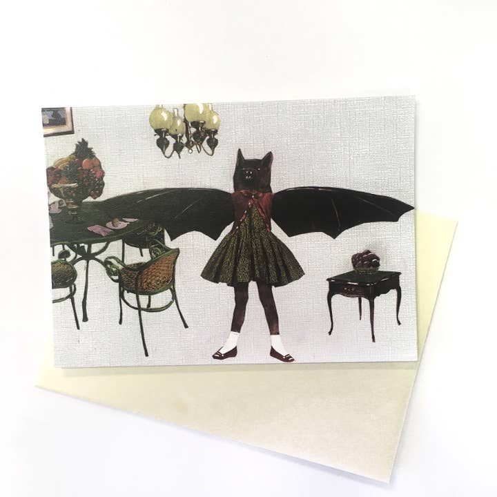 Illustrierte Karte mit Fledermaus-Motiv (leer) für den Großhandel von Pergamo Paper Goods