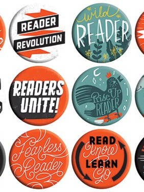 Boîte à boutons Rebel Readers - présentoir de comptoir pour la vente par Gibbs Smith
