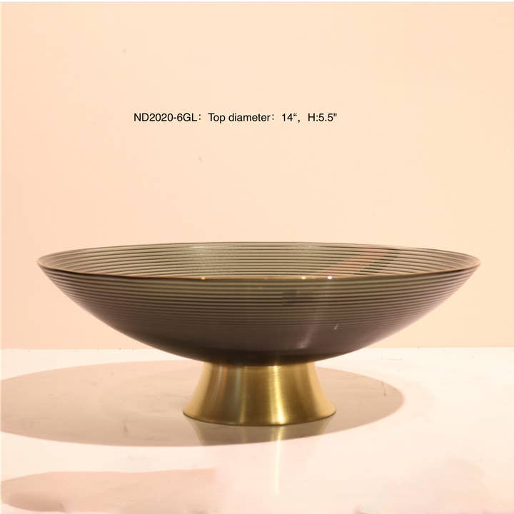 Noah Decoration - Wholesale Decorative Plate/Dish/Bowl - Golden glass fruit bowl, fruit plate ,salad bowl