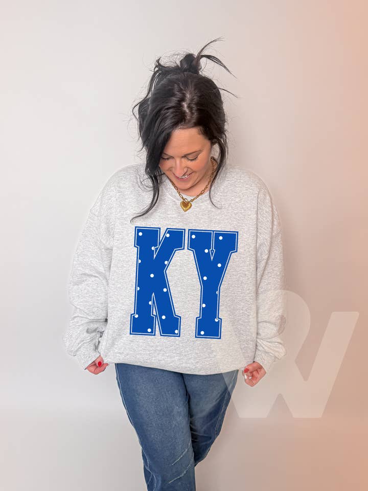 Sudadera KY Azul y Blanca con Lunares - Ash para venta al por mayor de Wicker Road Boutique