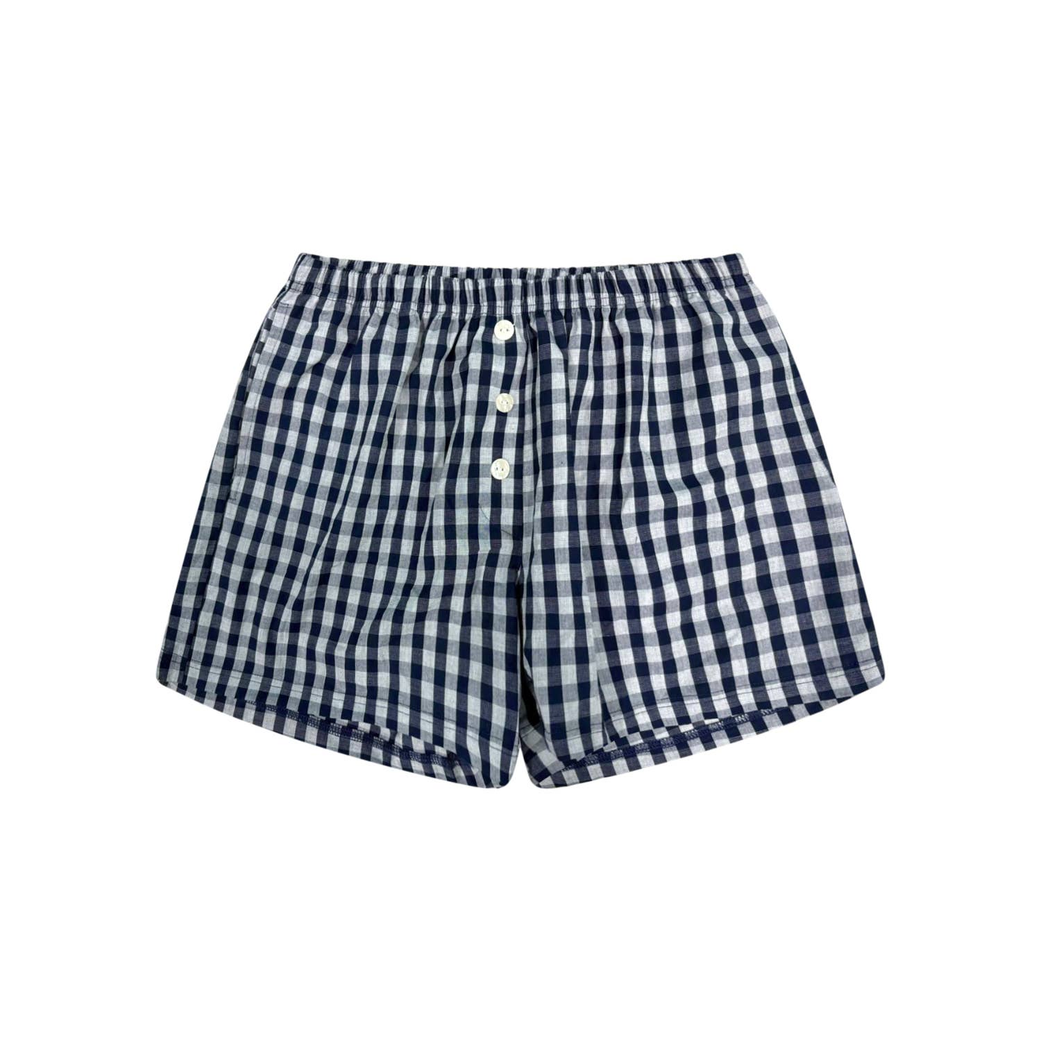 Wildflo Studio - Wholesale Shorts – Women’s - Cotton Boxer Shorts Navy Gingham