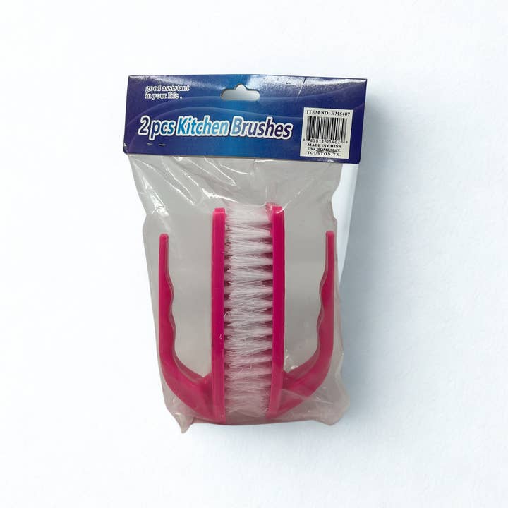 USA HomeMax - Wholesale Cleaning Brush - 2pc Plastic Hand Brush Assorted Colors1