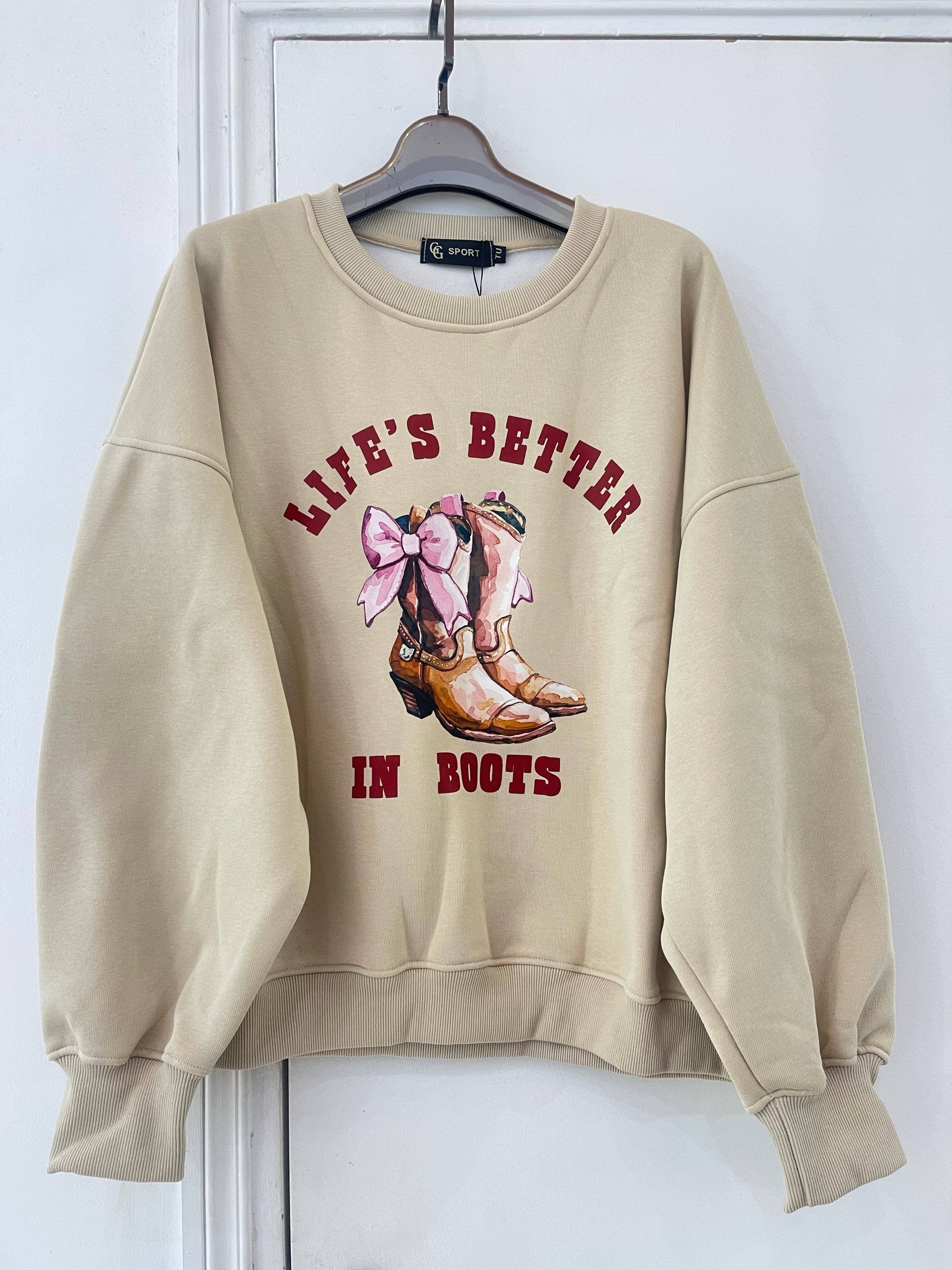 EASY MODE – wholesale Sweatshirt med tryck - Dam – Munkjacka med cowgirl-tryck - 11854