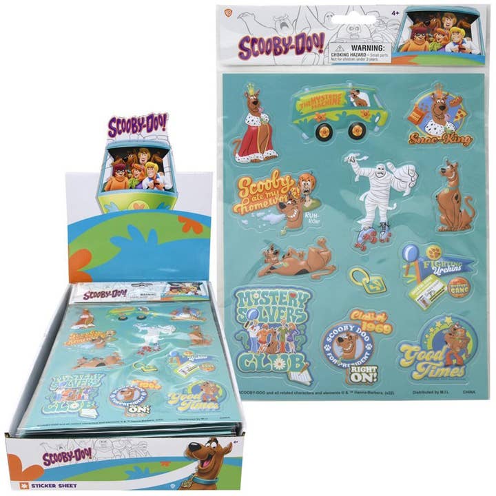 Scooby Doo Raised Sticker Sheet in Counter Display for wholesale by Deluxe Import Trading
