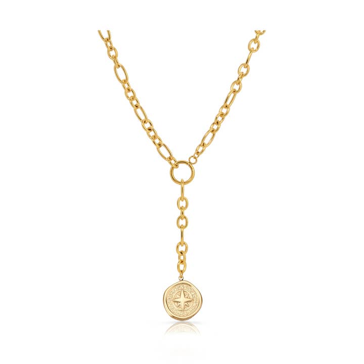 NK-664 | Colar Y Chunky Compass Coin por atacado de Sunday Girl by Amy DiLamarra