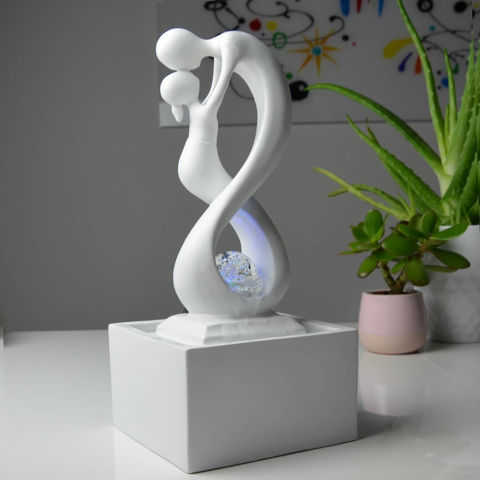 Zen'Arôme - Vente Décorations de table - Fontaine d'Intérieur Moderne Amor Blanc Idée Cadeau7