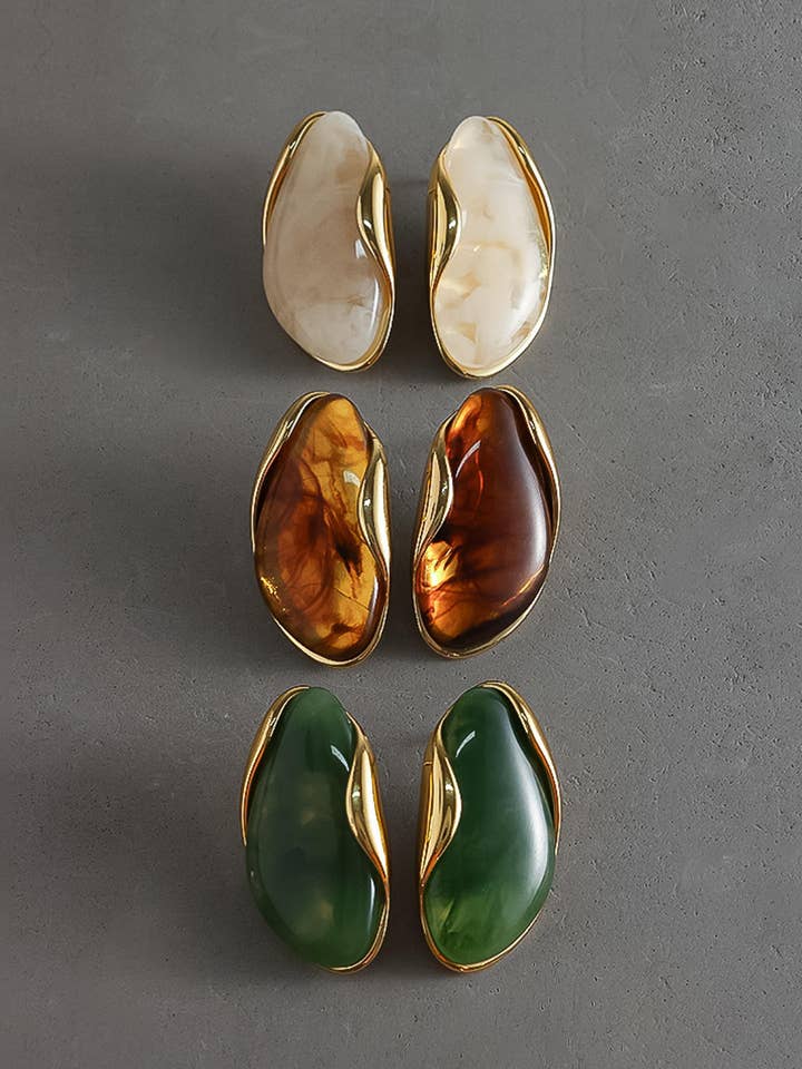 Maélie 18K Gold Non-Tarnish Resin Drop Earrings for wholesale by Flânerie by MAIQ