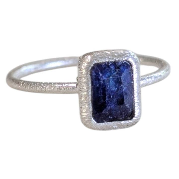 Rectangle Sapphire September Sterling Silver Birthstone Ring for wholesale by Saraswati Imports