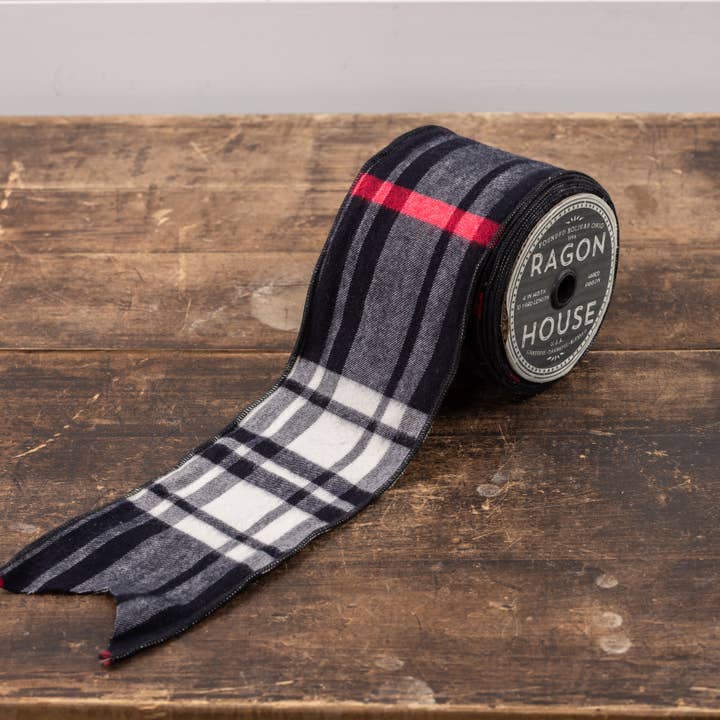 Ragon House - Wholesale Ornament - BLACK TARTAN RIBBON1