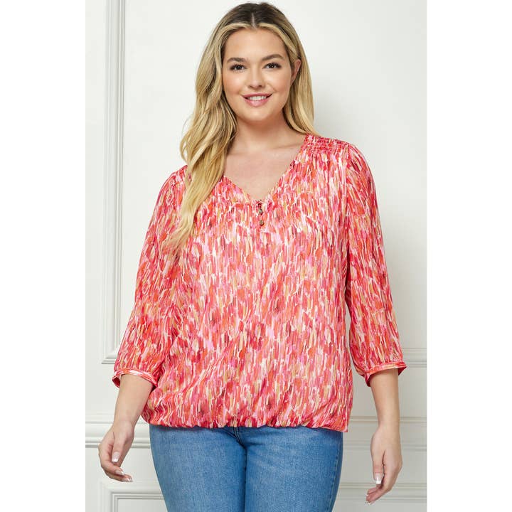 S~3XL RADIANT FLARE  ABSTRACT BUBBLE BLOUSE for wholesale by Winslow Collection