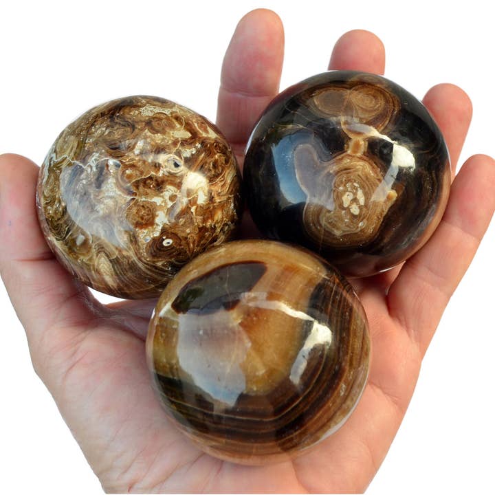 Kaia & Crystals - Wholesale Spiritual Stone/Crystal - Chocolate Calcite Sphere Crystal (45mm - 60mm)7