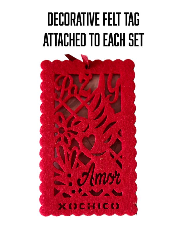 Double-sided Felt "Papel Picado" Coaster Sets (Muertos) for wholesale by Xochico