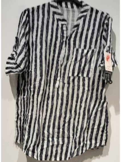 LOOWIE - Wholesale Button Down Shirt - Women's - POCH One Size Italian Gauze Cotton Striped Button Shirt