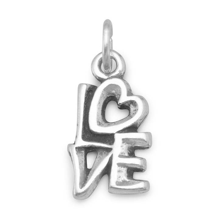 Oxidized "LOVE" Charm for wholesale by Silver Stars Collection