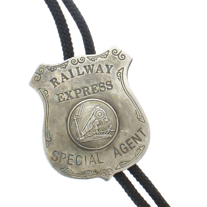 Railway Express Shield Bolo Tie, made in USA, each for wholesale by HHH Designs