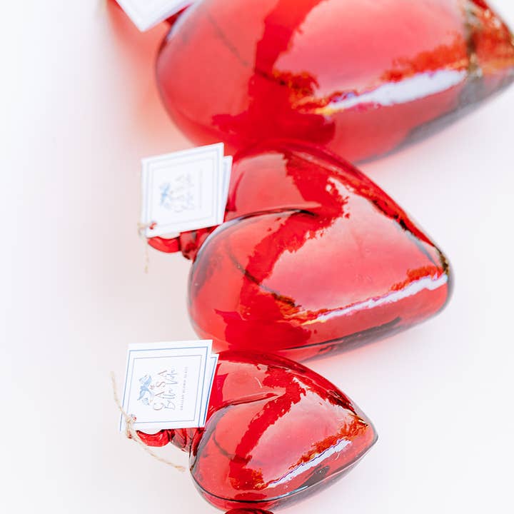 Casa Bella Vida - Wholesale Ornament - Blown Glass Heart - Red - Small1