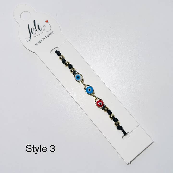 Perlenarmband mit 3 Evil Eyes, hochwertiger, handgefertigter Schutz für den Großhandel von Loli
