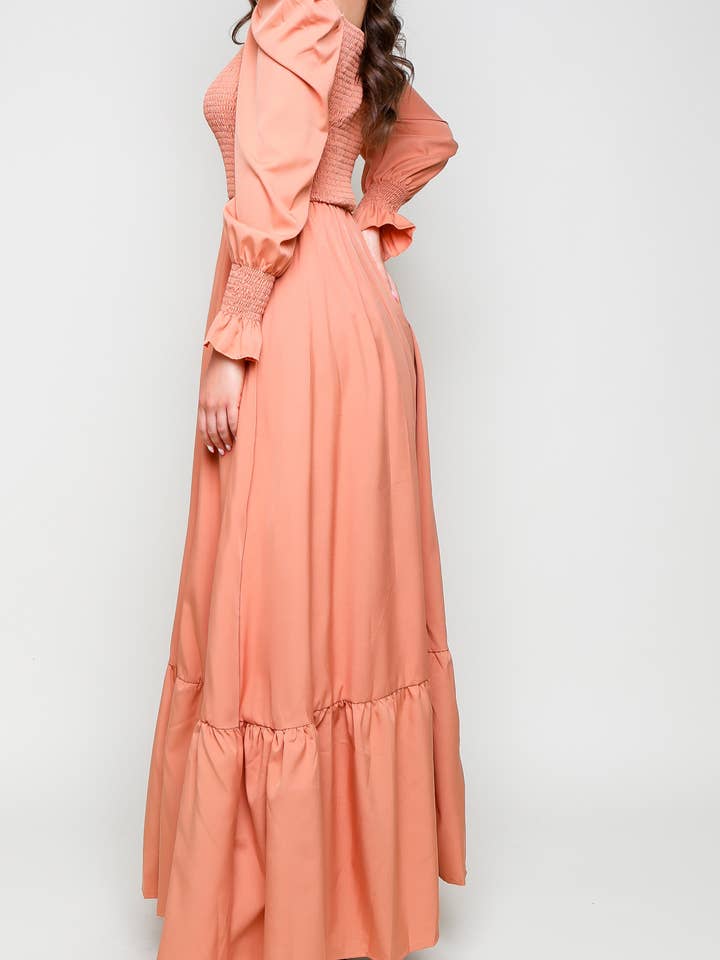 Flarix - Wholesale Dress - Women's - Smocked Square Neck Maxi Dress13