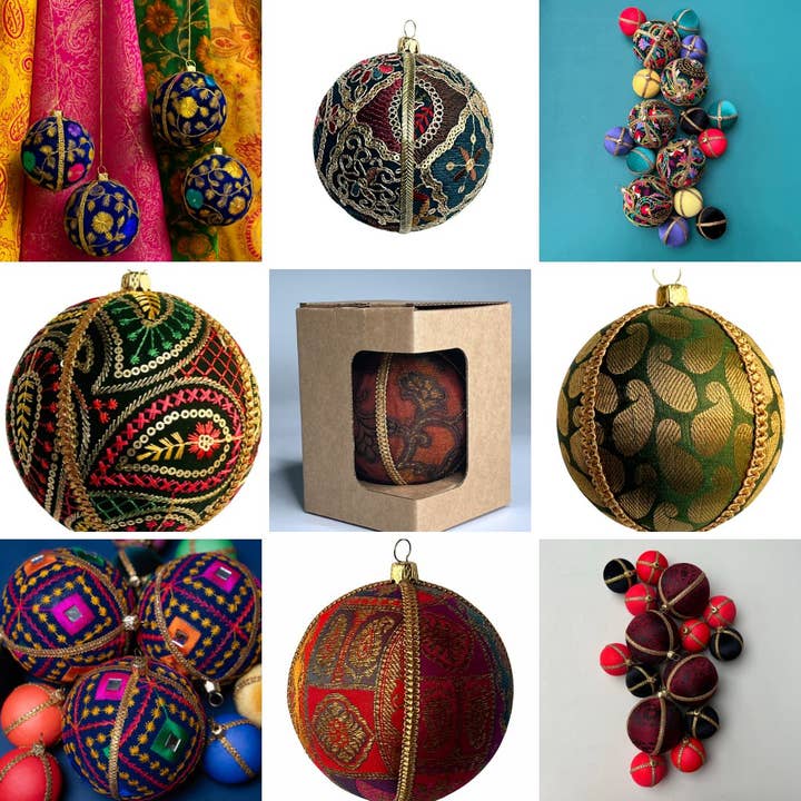 Handmade Jewel-Tone Bauble – Luxury Fabric Ornament for wholesale by MARISHA MISTRY