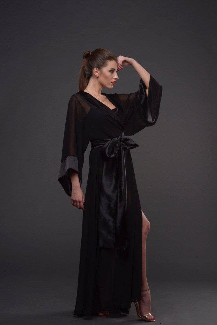 Angie's Showroom - Wholesale Robe - Women's - Chiffon Kimono Long Robe4