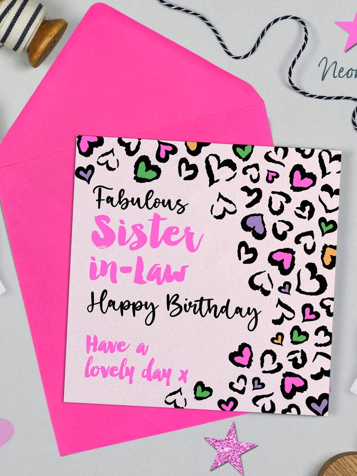 Leopard Love Sister in Law Birthday for wholesale by Michelle Fiedler Design
