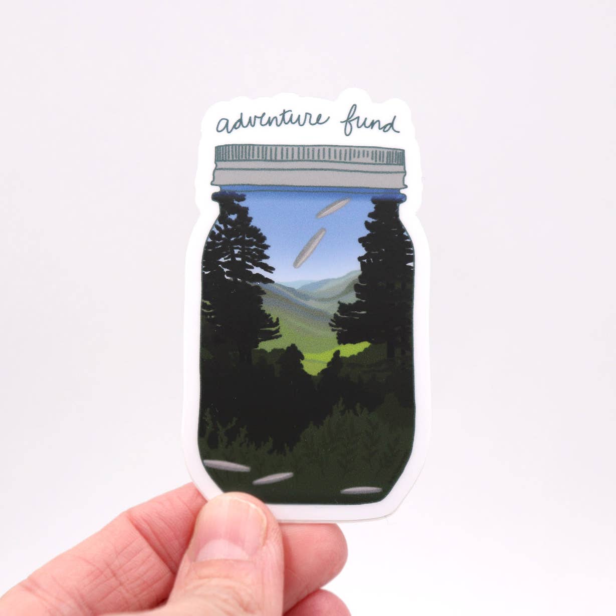 Rachel Alvarez Art - Wholesale Sticker - Adventure Fund Sticker 3 mountain scene1