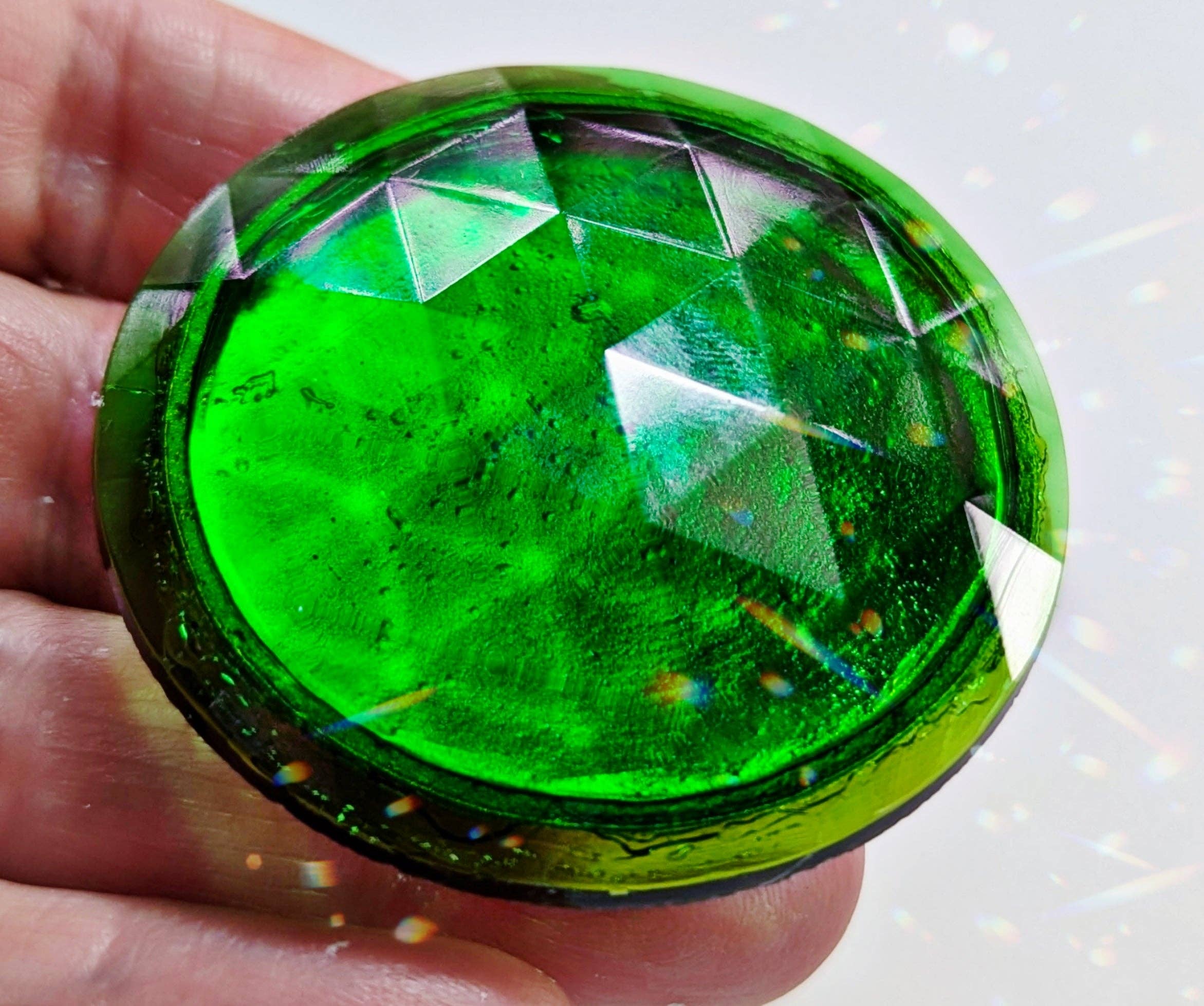 Gay Isber Designs - Wholesale Cocktail/Statement Ring - Jumbo Vintage Green-Faceted Stone Ring - Unisex, Adjustable Gold-Plated Base - Free Shipping in the US8