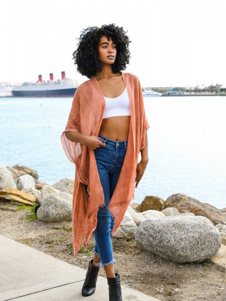 Smidig Trim Kimono - Koppar för wholesale av LeggingGirl.com