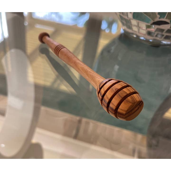 Bearthy - Wholesale Honey Dipper - Mediterranean Olive Wood Honey Dipper & Server Gift