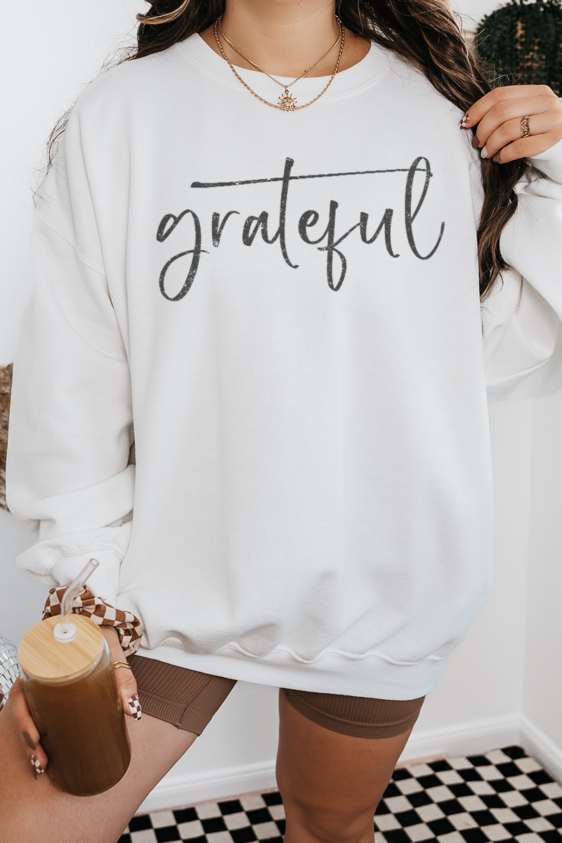 Bella Me – wholesale Sweatshirt med tryck - Dam – Grateful Crewneck2