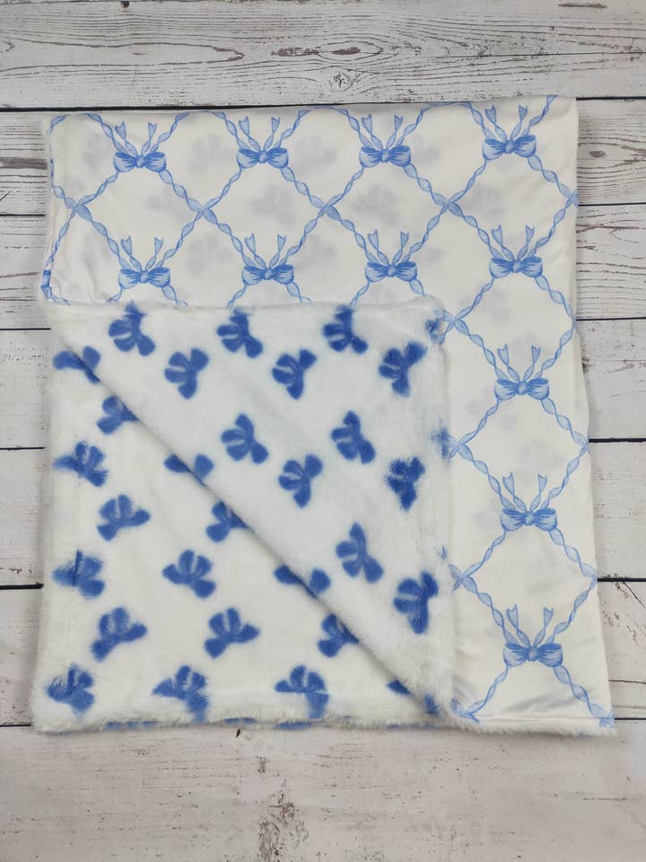 Manta de bebé estampada con lazo azul para venta al por mayor de sassy kids palace