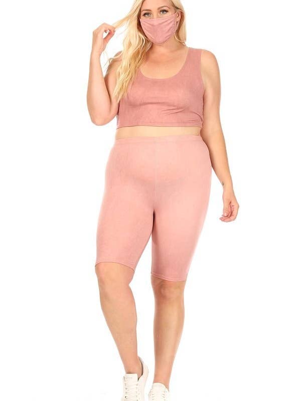 Plus Solid Summer Crop and Shorts Set for wholesale by VIBE Apparel Co