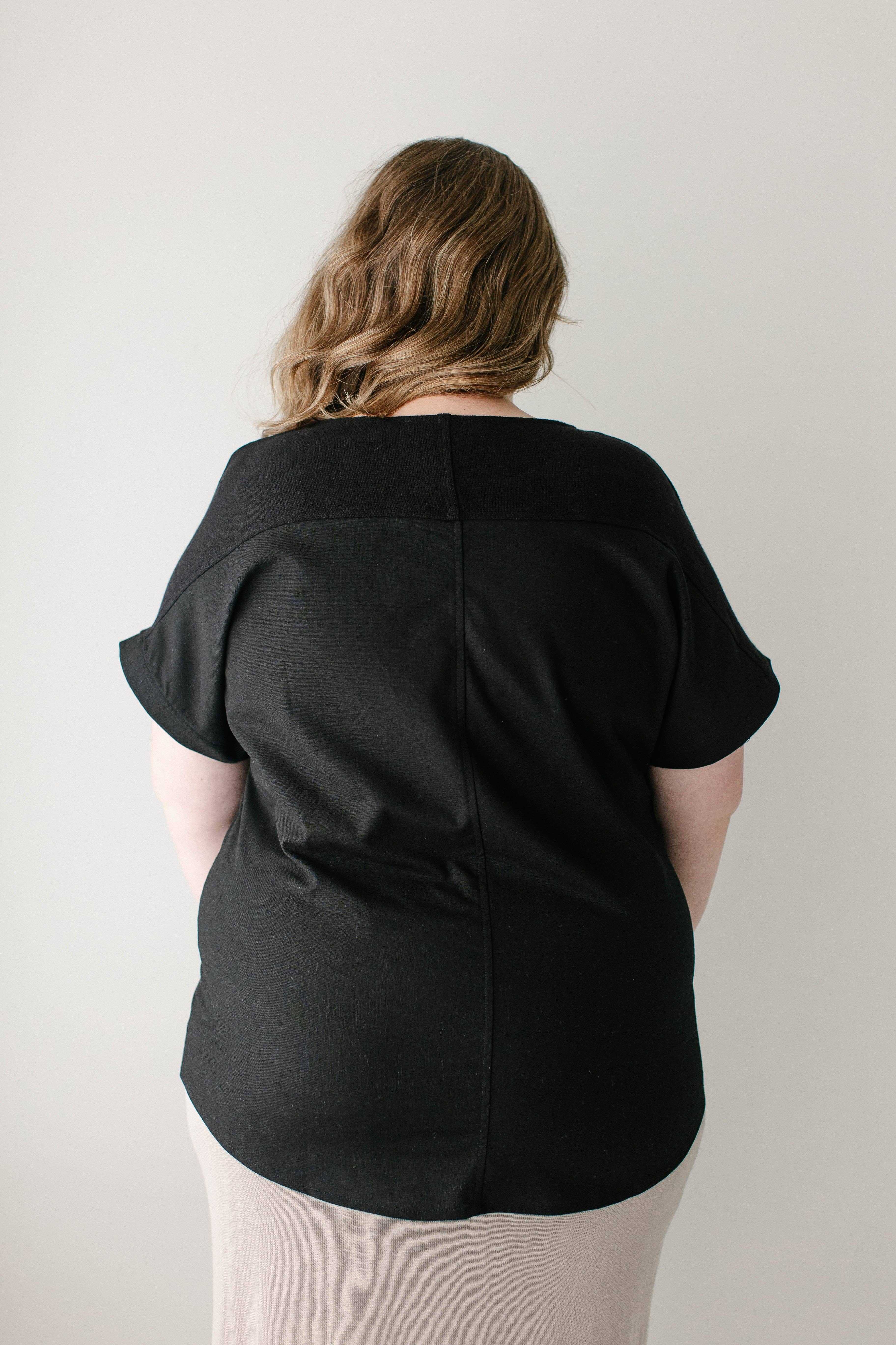 Black 'Callie' Linen Blend Dolman Sleeve Top FINAL SALE for wholesale on Faire10