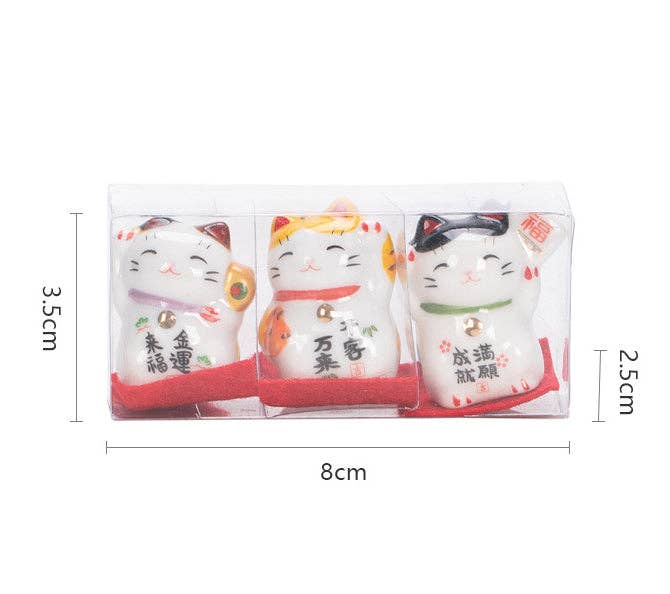 Gohobi （We cover U.S. import duties） - Wholesale Decorative Figurine - Gohobi A set of 3 Ceramic Lucky Cat Ornaments2