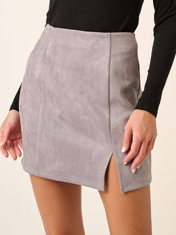 SUEDE SLIT DETAIL MINI SKIRT for wholesale by mittoshop