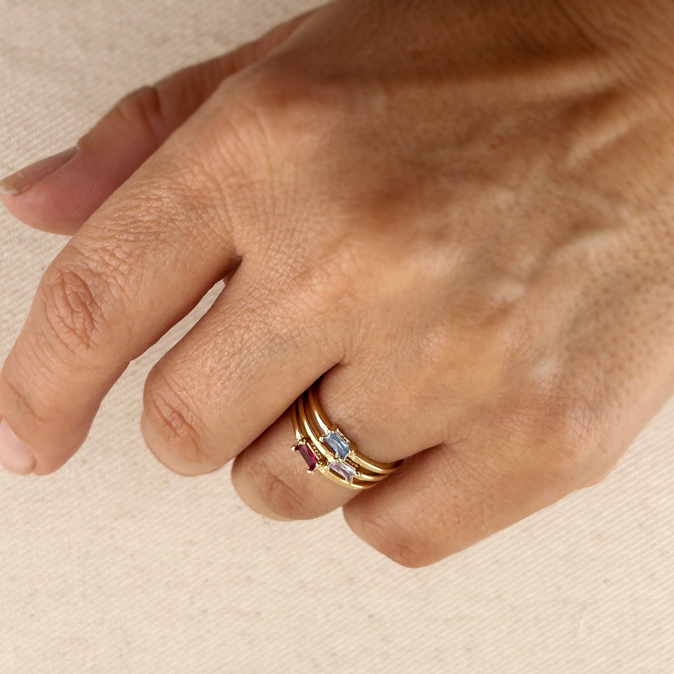 GoldFi - Wholesale Single Stone/Solitaire Ring - 18kGold Filled Birthstone Rings15