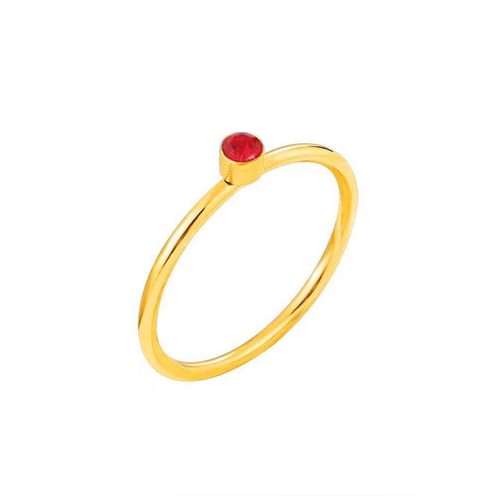 Katinki - Wholesale Single Stone/Solitaire Ring - 18K Gold Stainless Steel Birthstone Stacking Ring3