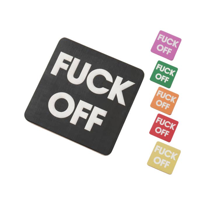 Fuck Off Bamboo Coaster Set – Assorted Colours (Pack of 6) for wholesale by Amber Bright Creations