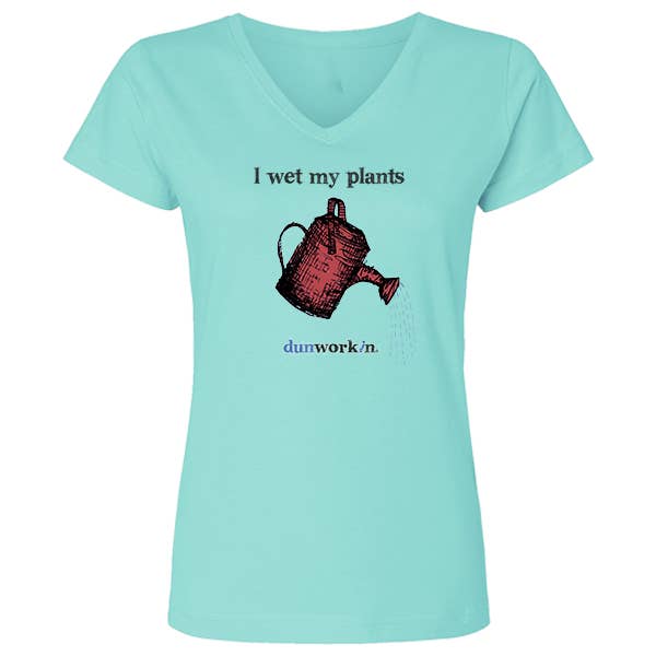 T-shirt à encolure en V I Wet My Plants pour femme pour la vente par Dunworkin