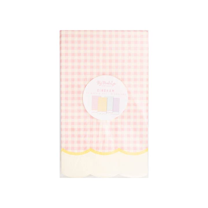 EBS1038 - Gingham Scallop Fringe Paper Dinner Napkin Set for wholesale by My Mind’s Eye