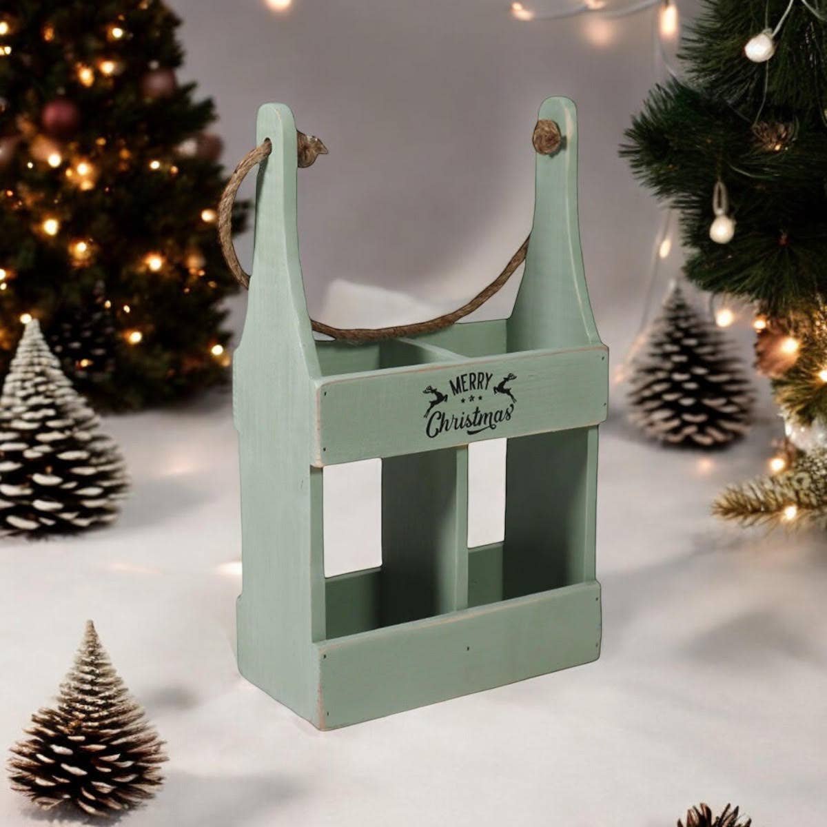 Minster Stylish Living Ltd – wholesale Flaskräcke/-hållare – 39 cm rustik grön 2-flaskors vinhållare0