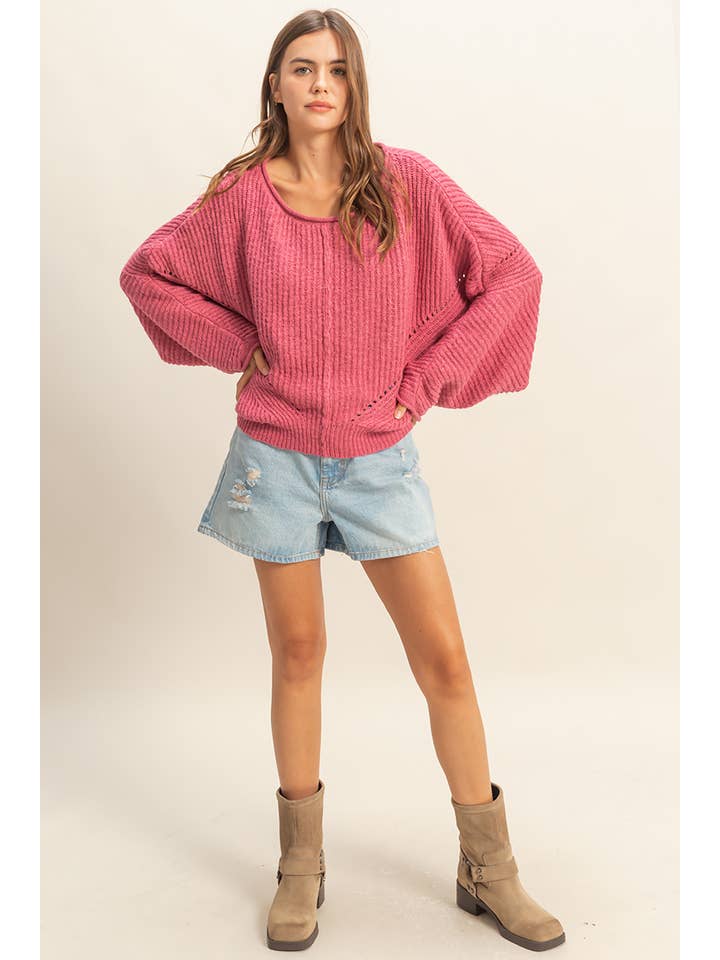 HYFVE - Wholesale Knit Sweater - Women's - Ribbed Drop Sleeve Sweater15