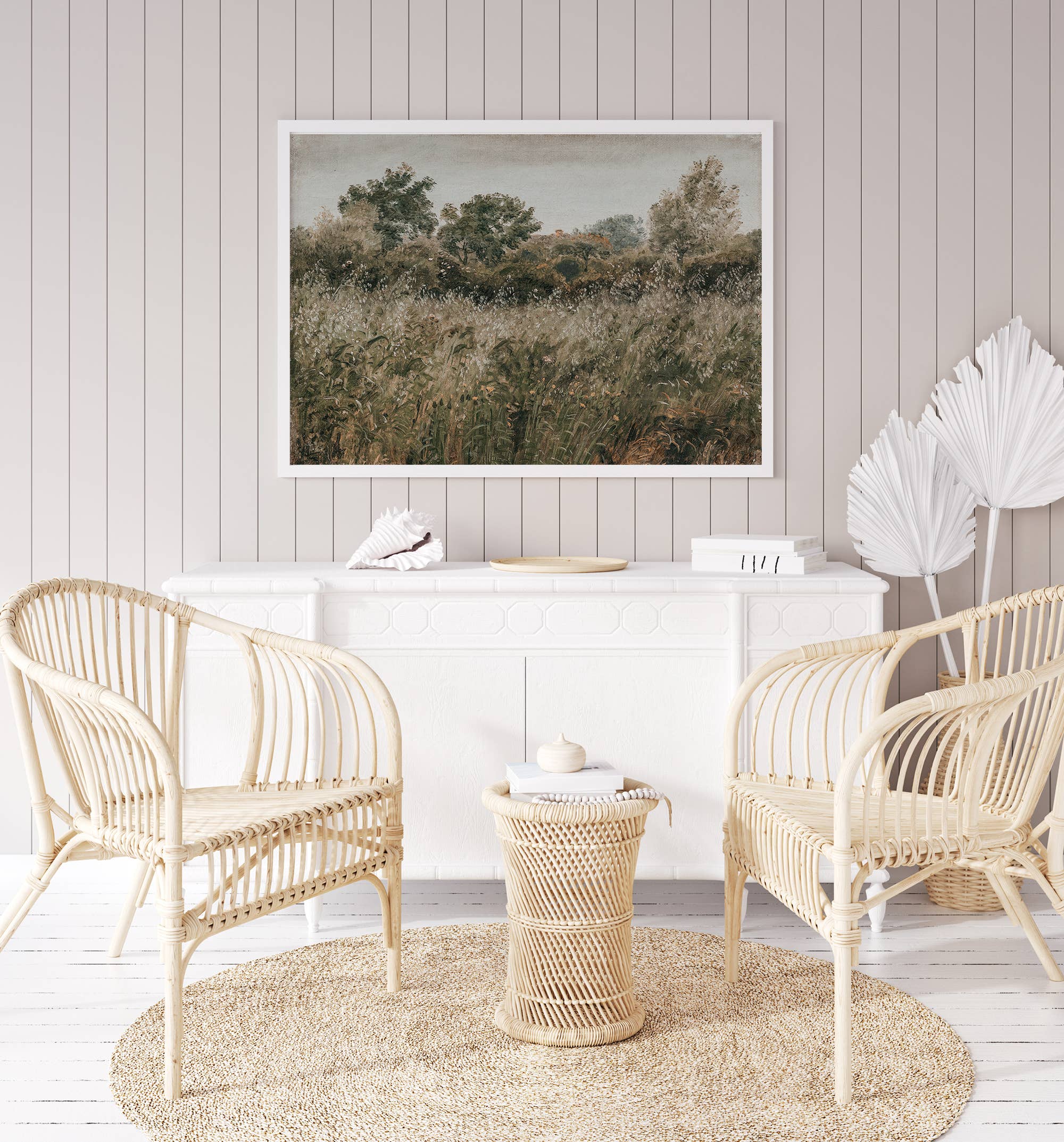 Sugar & Canvas - Wholesale Art Print - Rustic Vintage European Flower Grass Field Art Print VP613