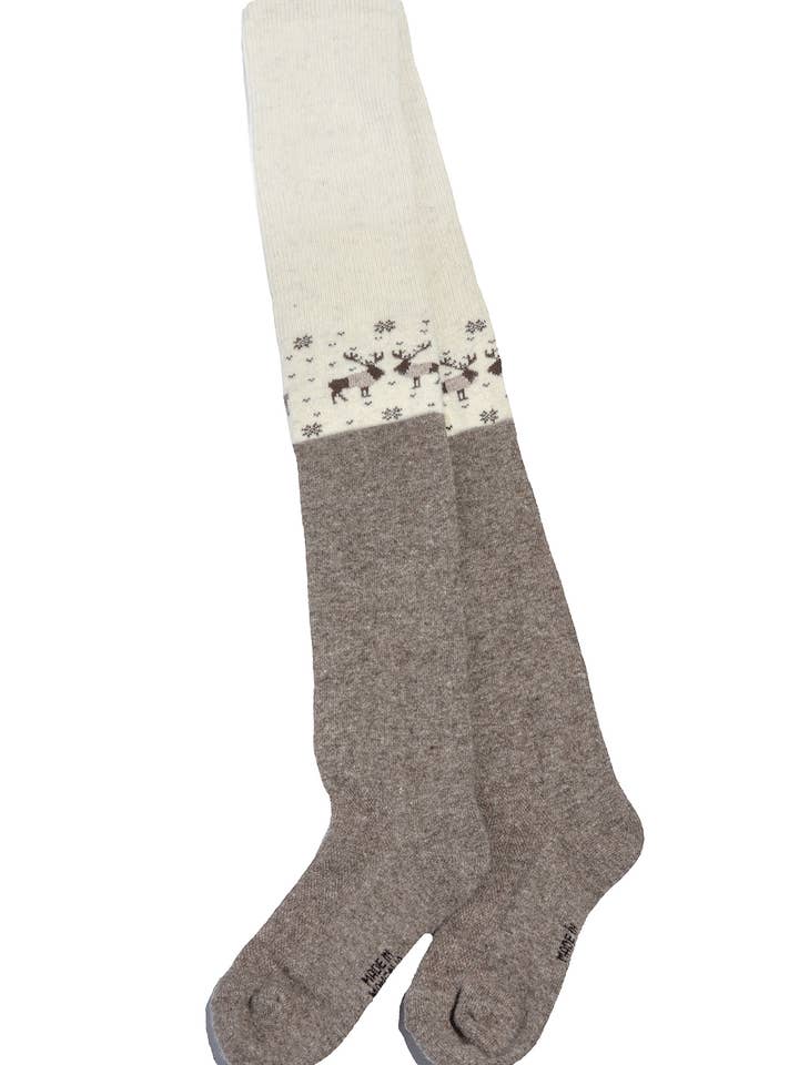 Mongolian Sheep's Wool Thigh-High Socks - Brown Deer - Adult for wholesale by Silk Road Bazaar