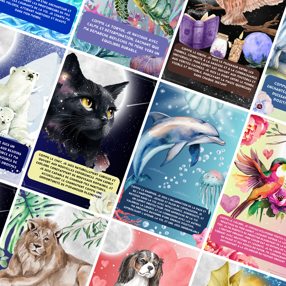 Les Moonettes - Venta al por mayor Cartas del tarot - Cartas de Afirmaciones Positivas Animales de Luz (32 cartas)11