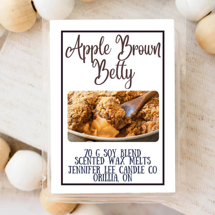 Cire fondante parfumée au soja Betty 70 g Apple Brown Blanc pour la vente par Jennifer Lee Candle Co