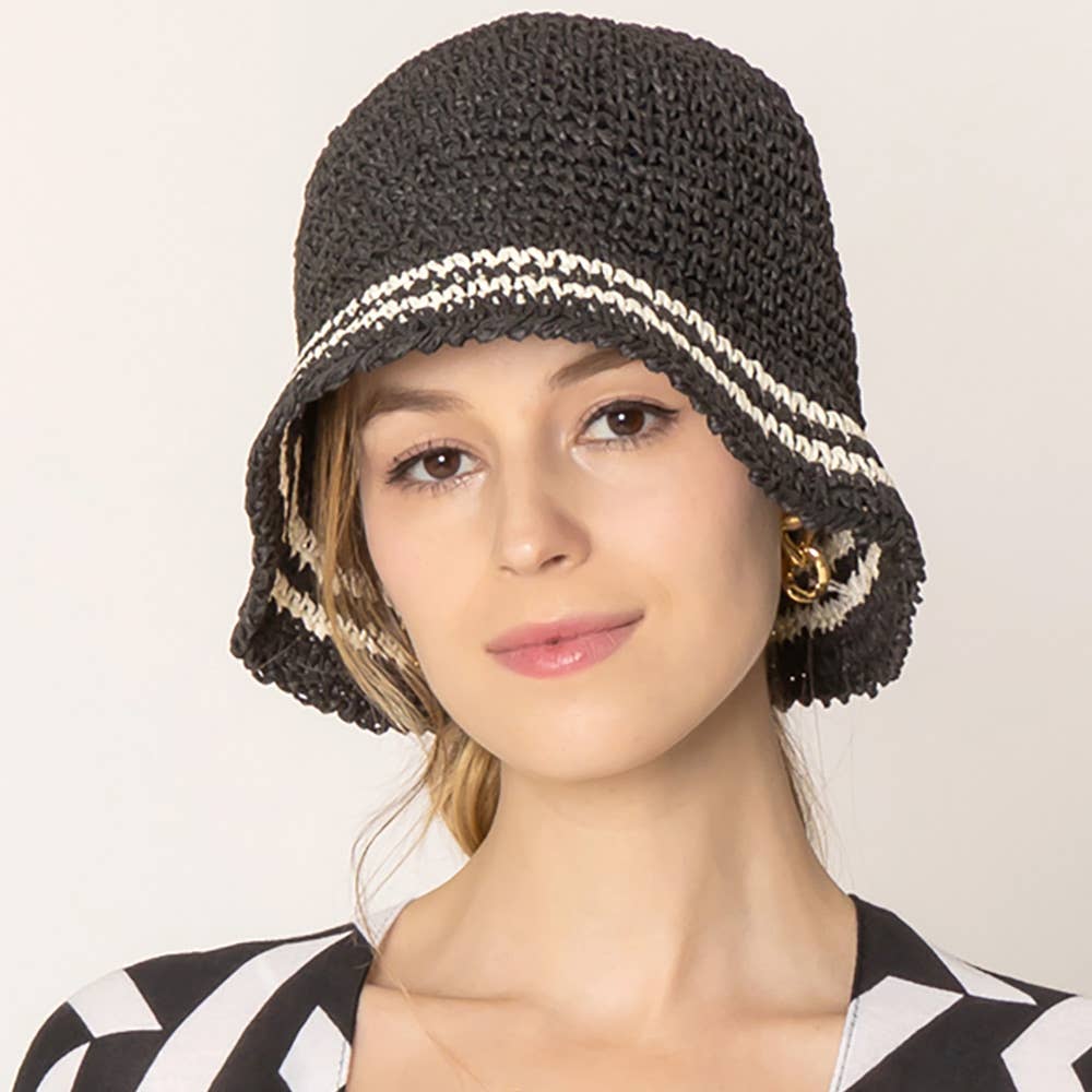 Sensibling Corp. - Wholesale Bucket Hat - Women's - Stripe Straw Bucket Hat5