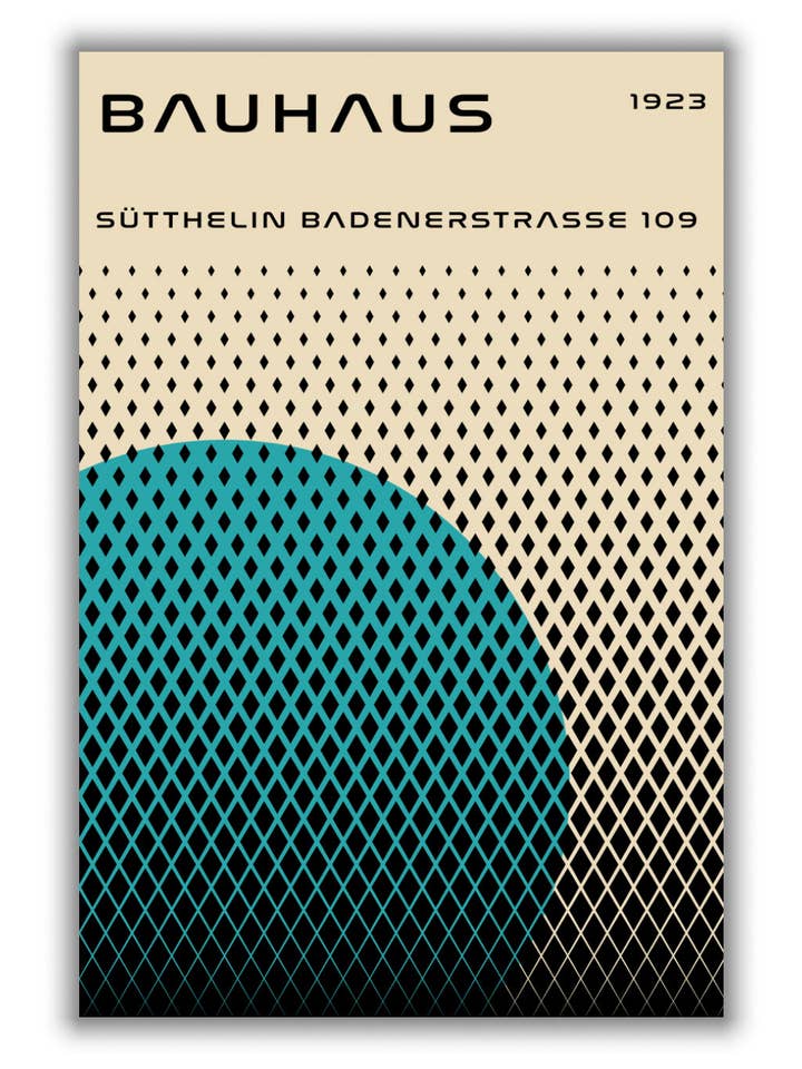 bauhaus geometric teal for wholesale by Stanley Print House