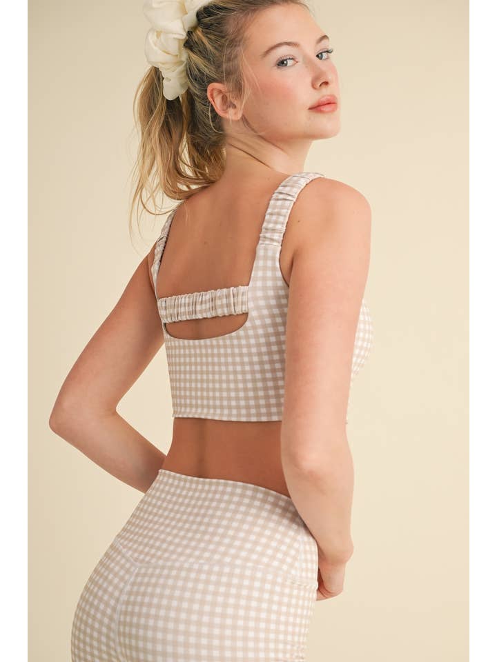 KIMBERLY C - Wholesale Sports Bra - Women's - Gingham Print Ruched Bra Top23