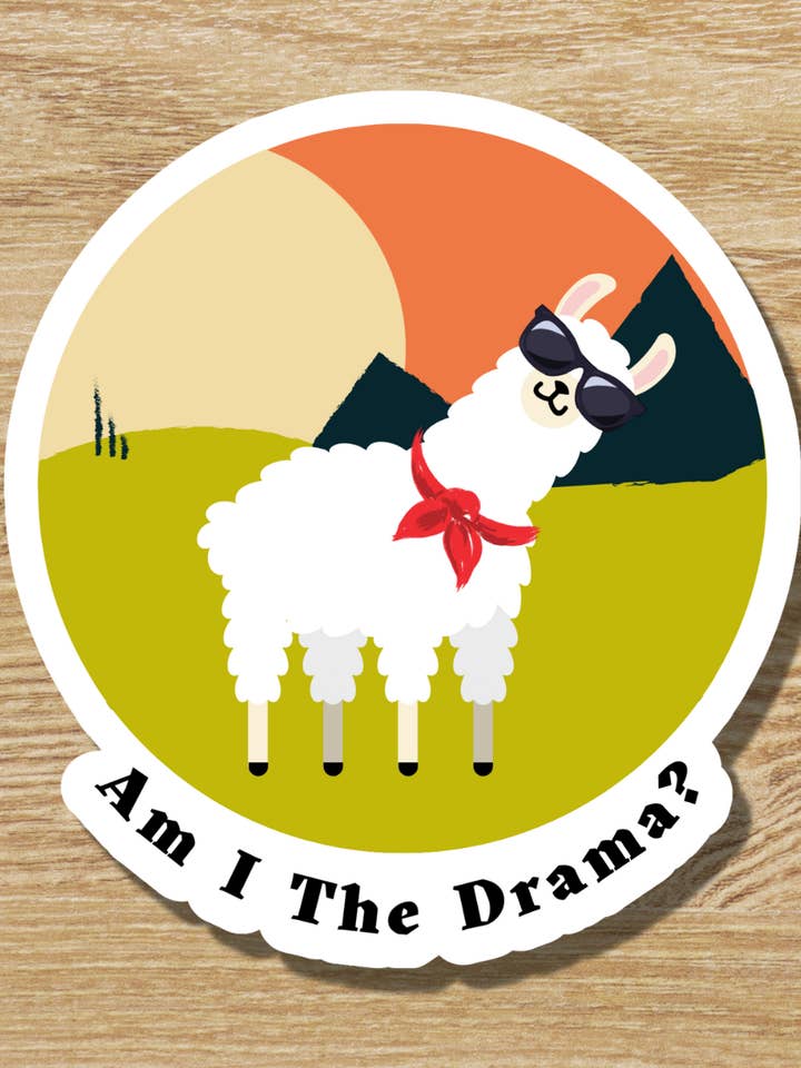 Funny Drama Llama Sticker, Am I The Drama Sticker, Pun Stick for wholesale by Fyg & Company, LLC